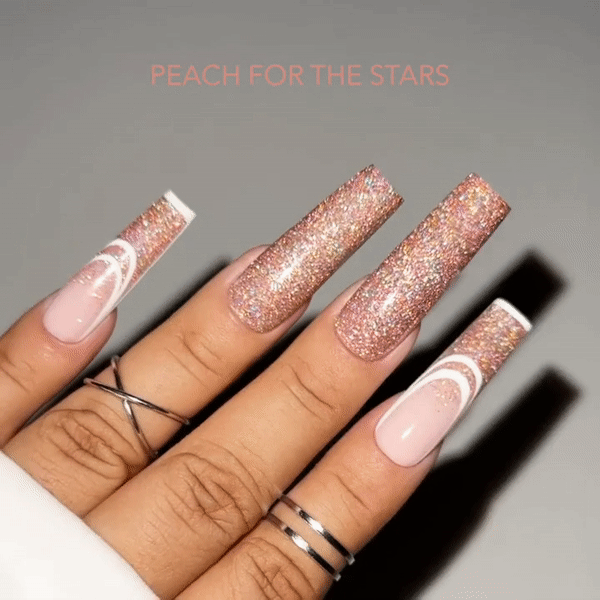 Kiara Sky Diamond FX Acrylic Powder 56g, Peach For The Stars