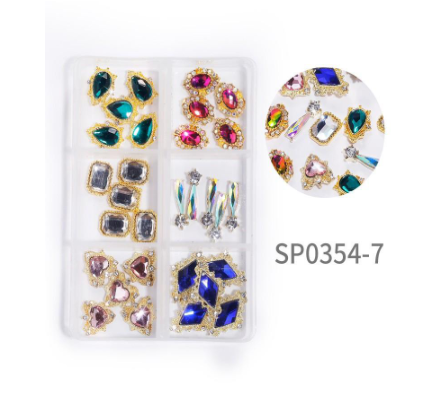 Decorative Box, Multi-Colored Crystals with Metal Edges