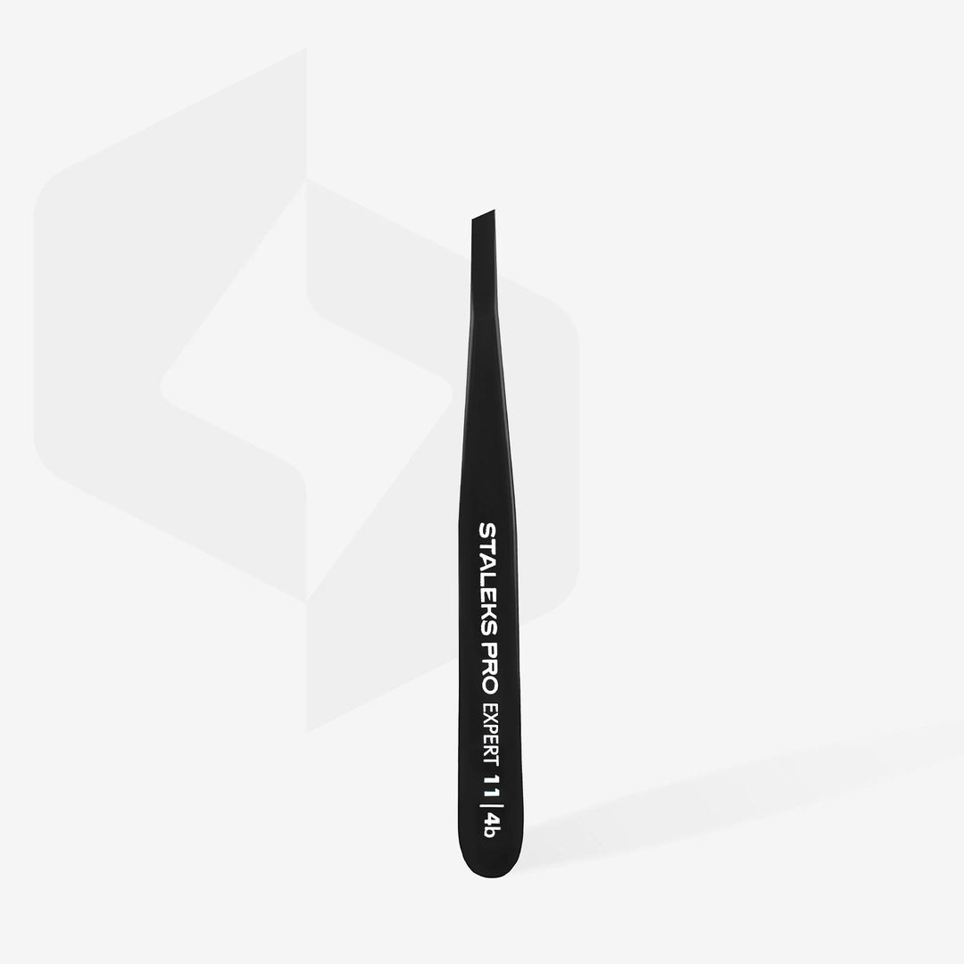 Staleks Pro Tweezers Expert 11 Tweezers, Type 4 Black, Slant, TE-11/4B