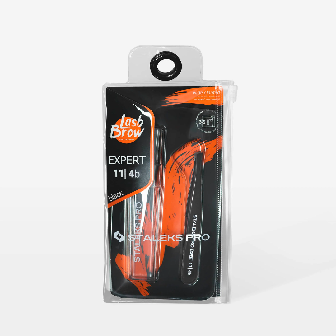 Staleks Pro Tweezers Expert 11 Tweezers, Type 4 Black, Slant, TE-11/4B