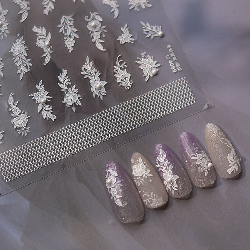 TOMONI Nail stickers, Flowers & Pearls