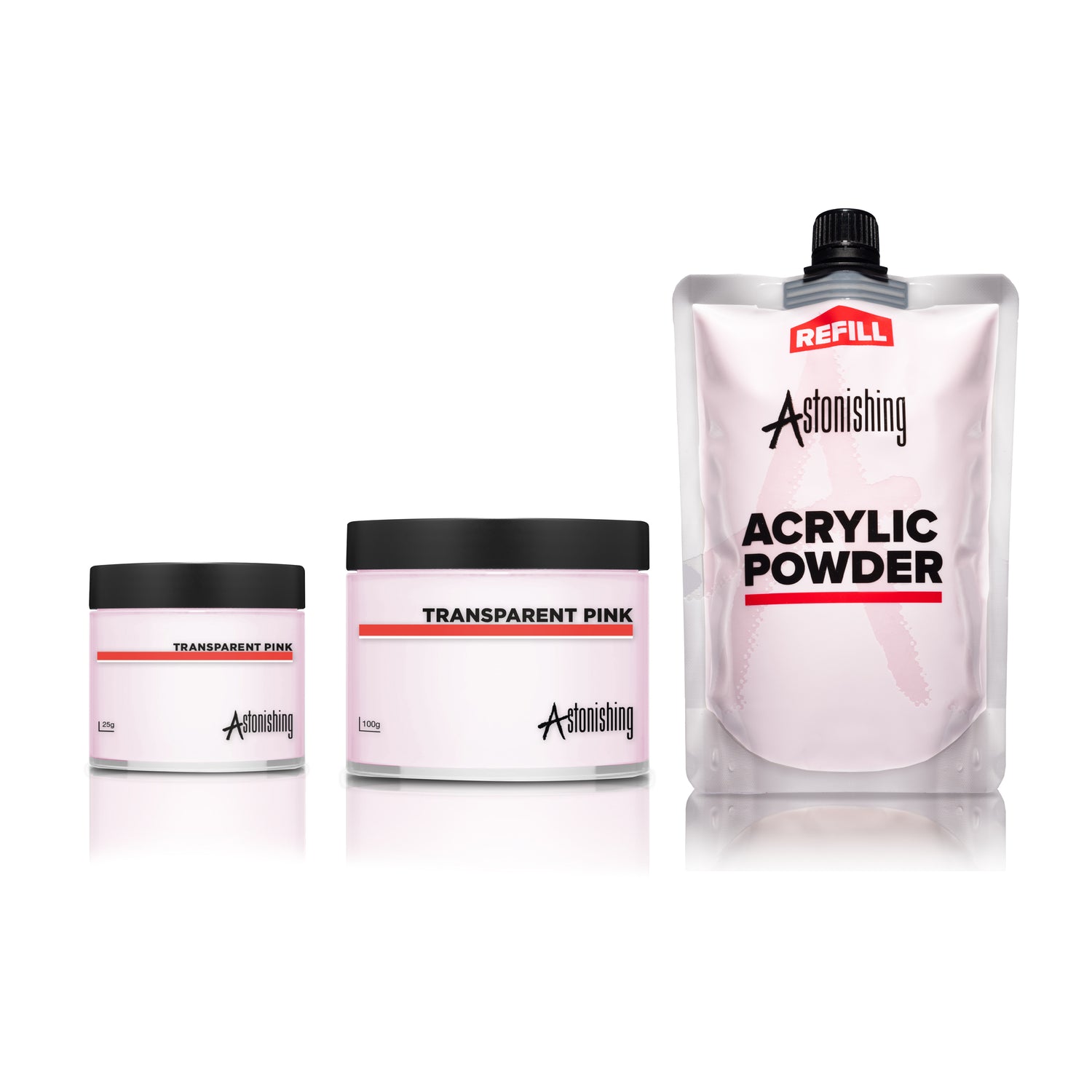 Astonishing Nails Acrylic Powder, Transparent Pink