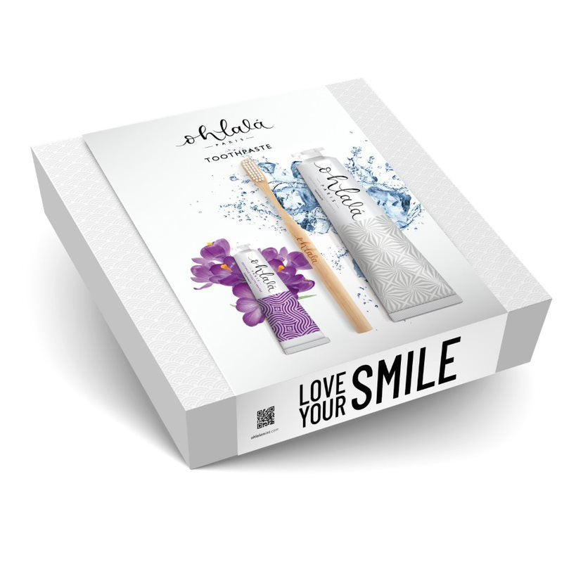 Ohlalá Breeze Set Whitening Mint 75ml + Violet Mint 15ml + Bamboo toothbrush