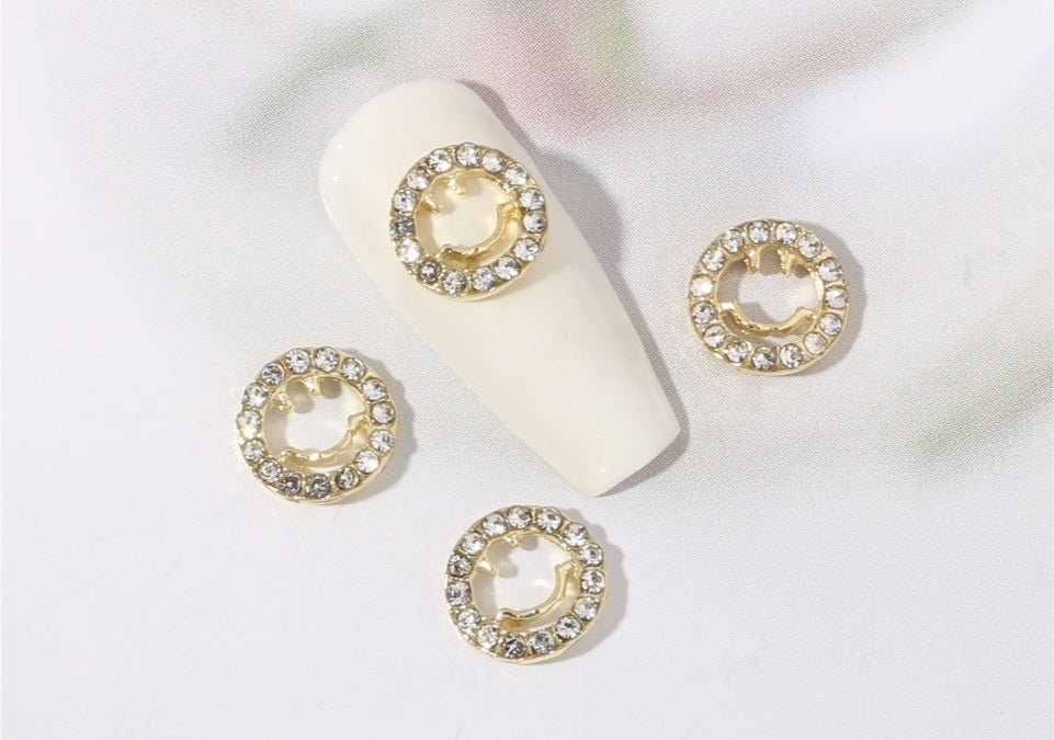Nail Decoration, Smile with Diamonds Gold 10 pcs