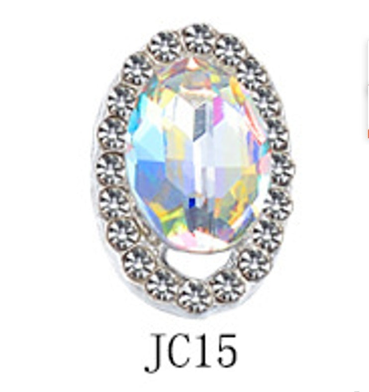 Nail Decoration, Ellipse with Diamonds 10pcs