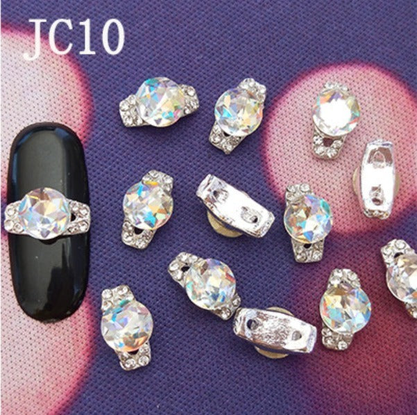 Nail Decoration, Round Diamond with Stones 10 pcs