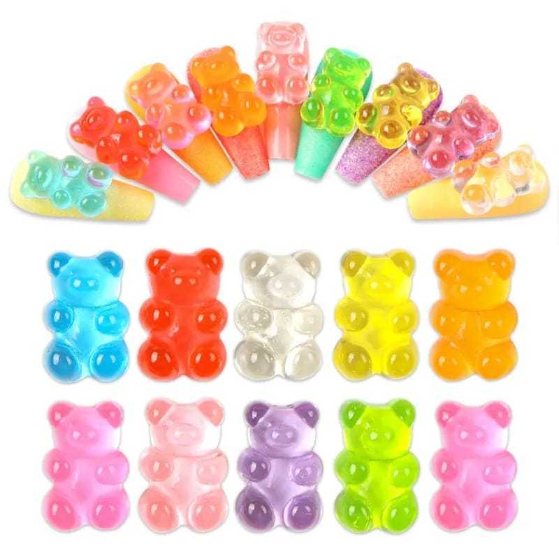 Nail decoration, Teddy bears Clear Mix 5 pcs