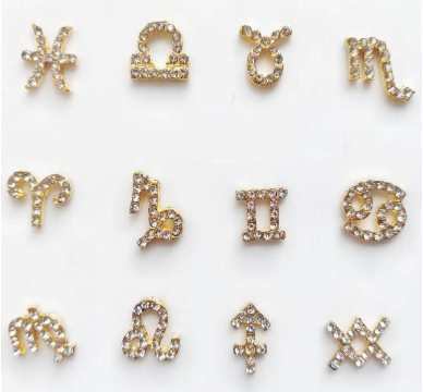 Nail Decoration, Zodiac signs Gold