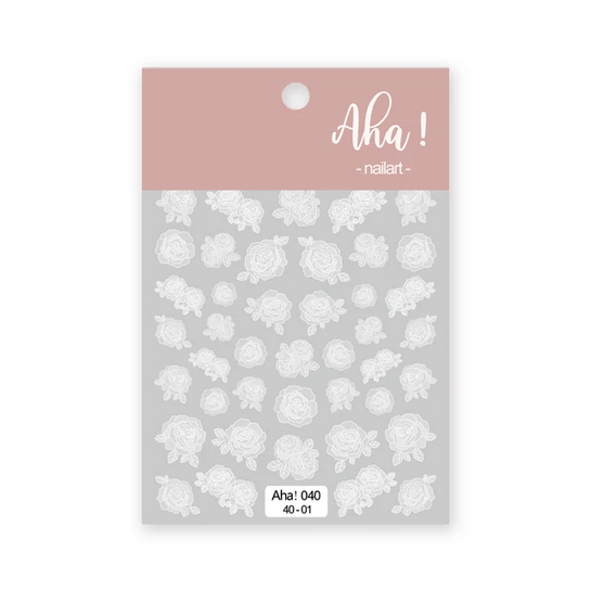 Aha! Nail stickers, Roses White 040