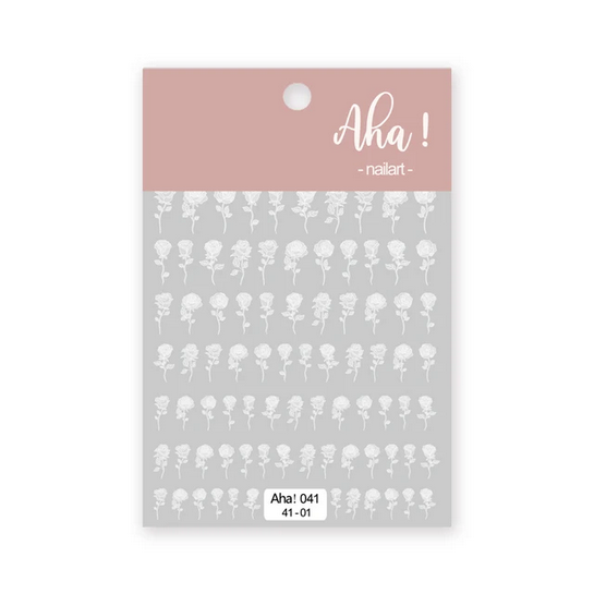 Aha! Nail stickers, Roses White 041