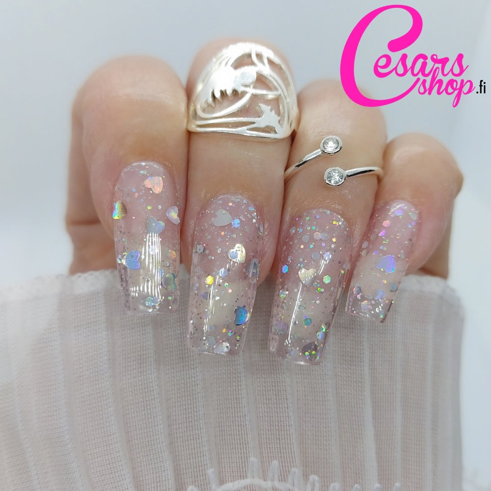 Bluesky No Wipe Glitter Top Geelipäällyslakka, Heart Romance