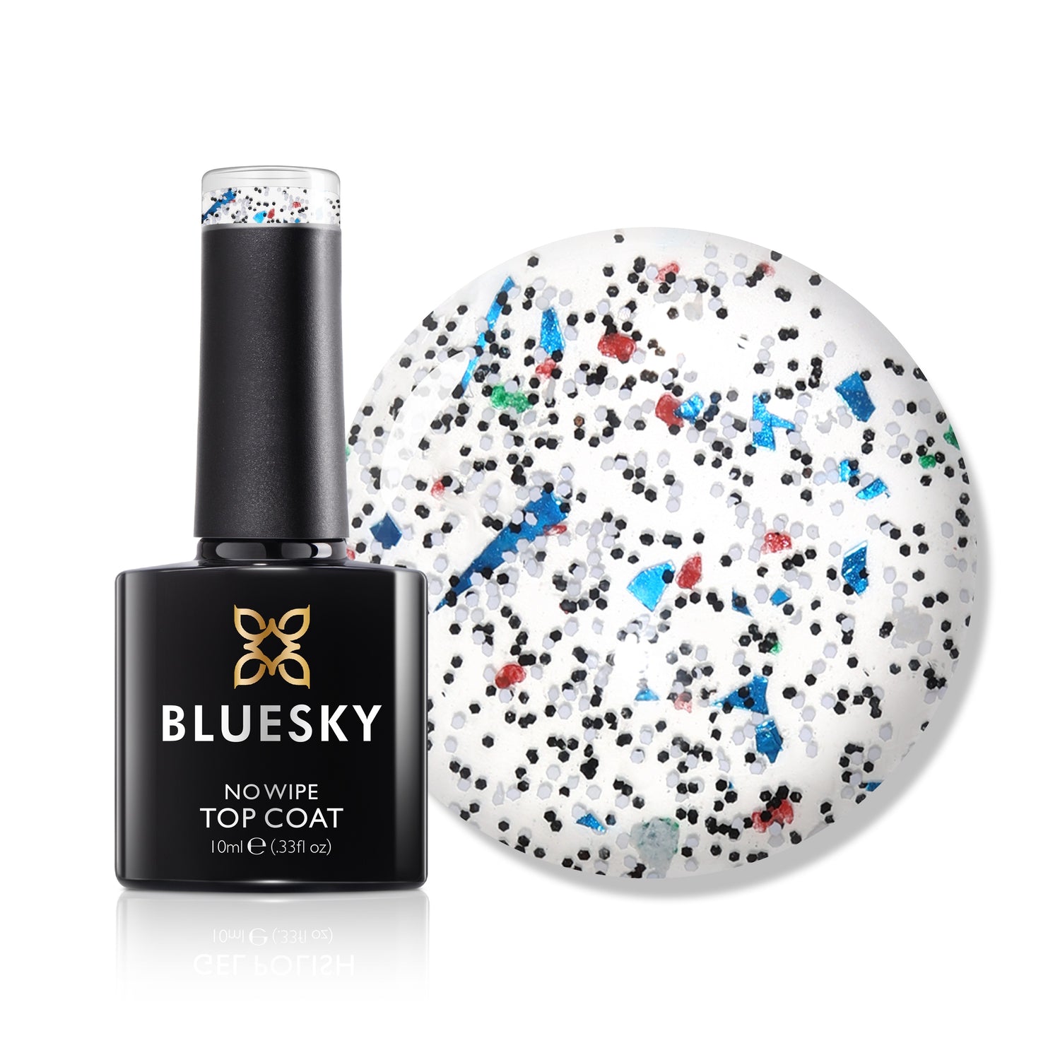 Bluesky No Wipe Glitter Top Gel top coat, Frosty Snowflake
