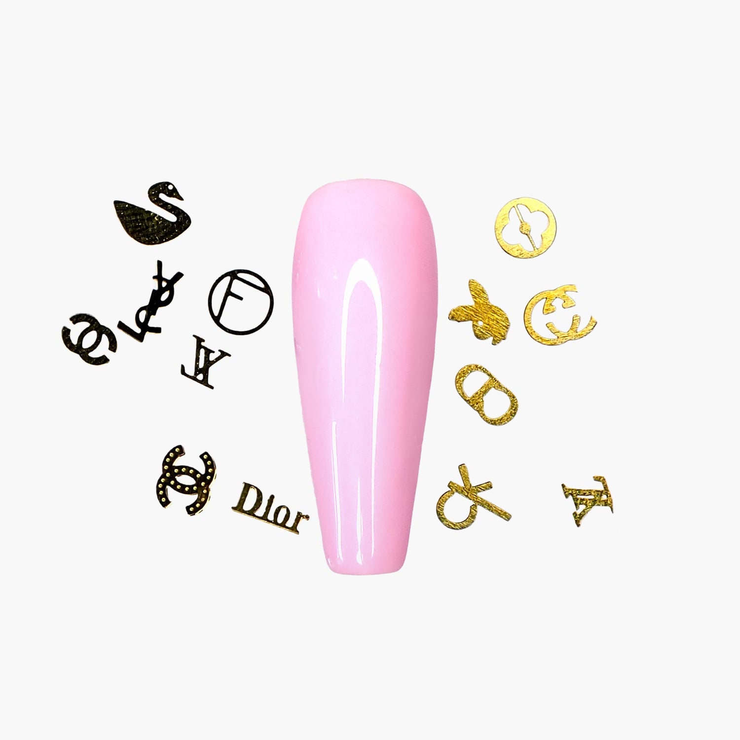 Nail Art Set, 3D Brand Logo Gold
