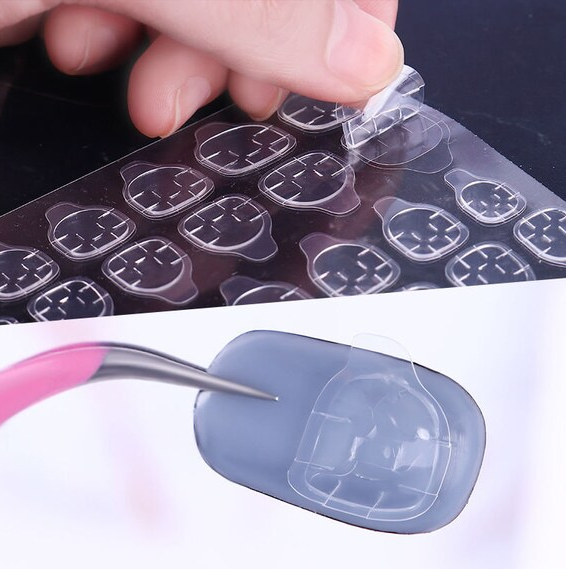 Double-Sided Nail Sticker for Artificial Nails 2 Strips/24pcs+ Wooden Stick