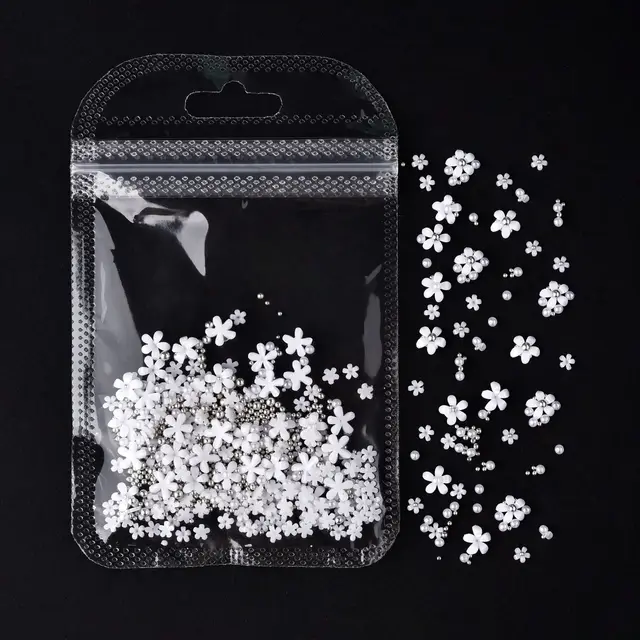 Nail Decoration, Flowers White