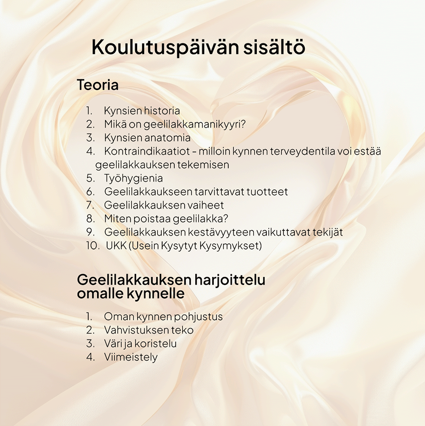 Geelilakkaus vahvistuksella-koulutus 14.11.2026, sopii aloittelijoille!