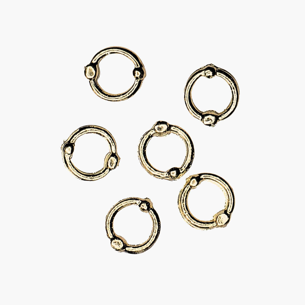 Nail decoration, Closure Ring Large Gold 6 pcs