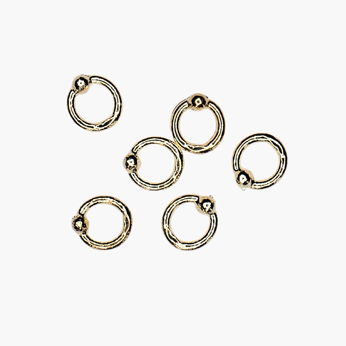 Nail decoration, Closure Ring Gold 6 pcs