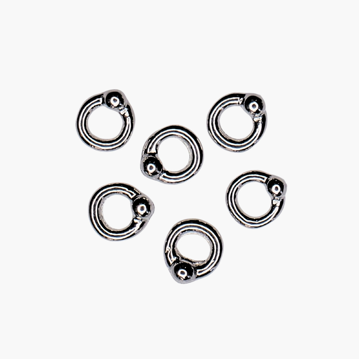Nail decoration, Closure Ring Silver 6 pcs