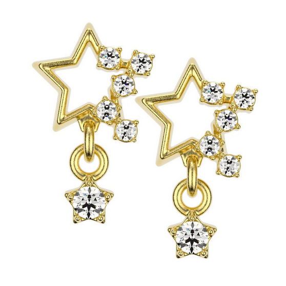 Nail Art Decoration, Star with Hanging Part Gold 2 pcs