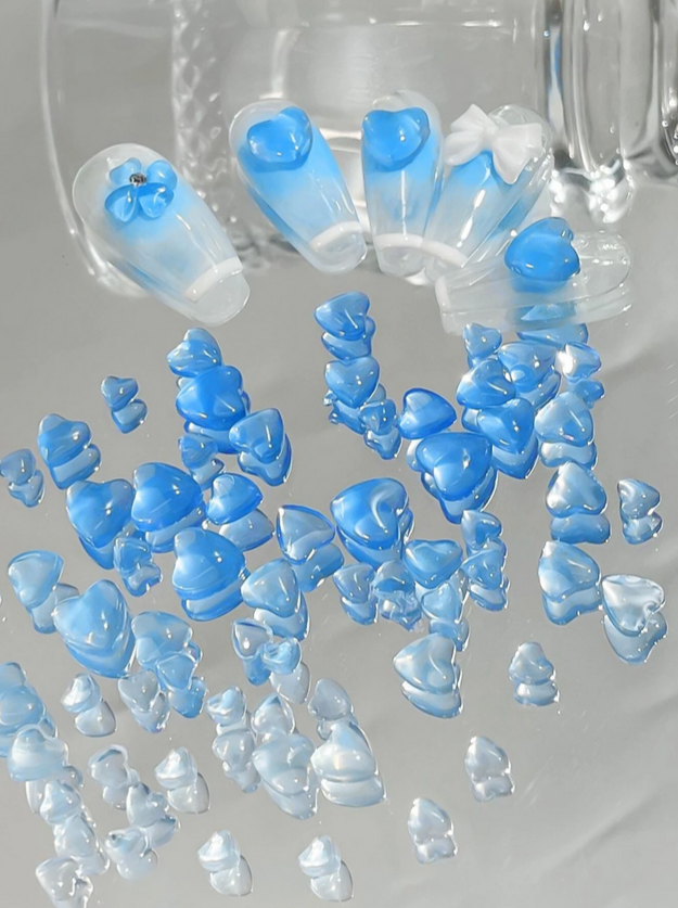 Kynsikoriste, Jelly Hearts Blue Väriä Vaihtava 100 kpl