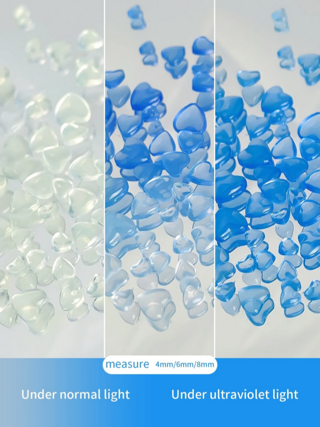 Nail Art, Jelly Hearts Blue Color Changing 100 pcs