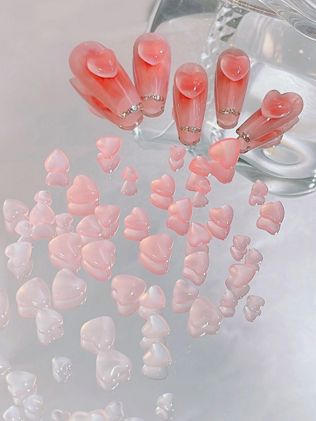 Kynsikoriste, Jelly Hearts Peach Väriä Vaihtava 100 kpl