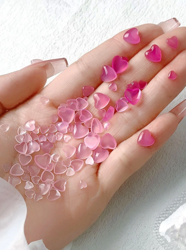 Kynsikoriste, Jelly Hearts Red Väriä Vaihtava 100 kpl