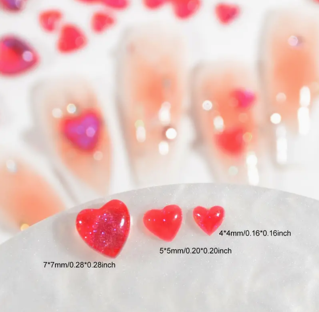 Kynsikoriste, Shimmer Hearts Punainen 100 kpl