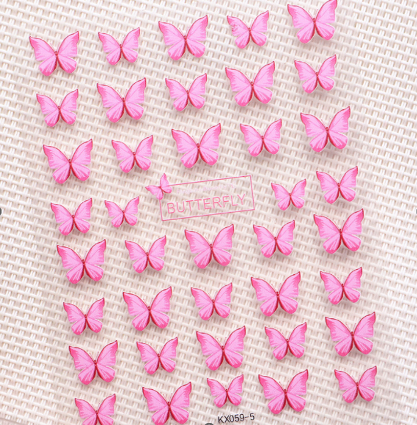 Nail stickers Butterfly, Pink