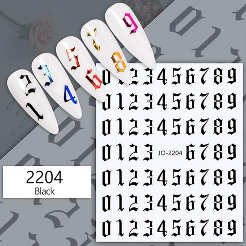 Nail Stickers, Numbers Black