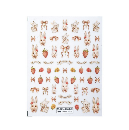 ZHI BAI Nail Stickers, Red Rabbit