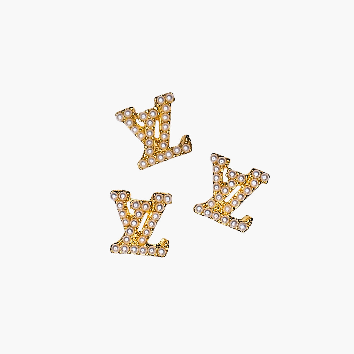 Nail Decoration, Louis Vuitton Gold & Pearls 3 pcs