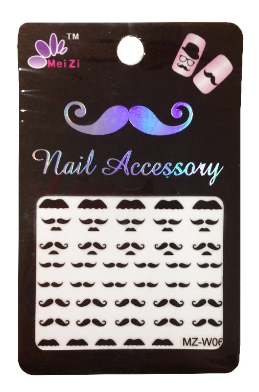 Nail Stickers, Mustache MZ-W06 Black