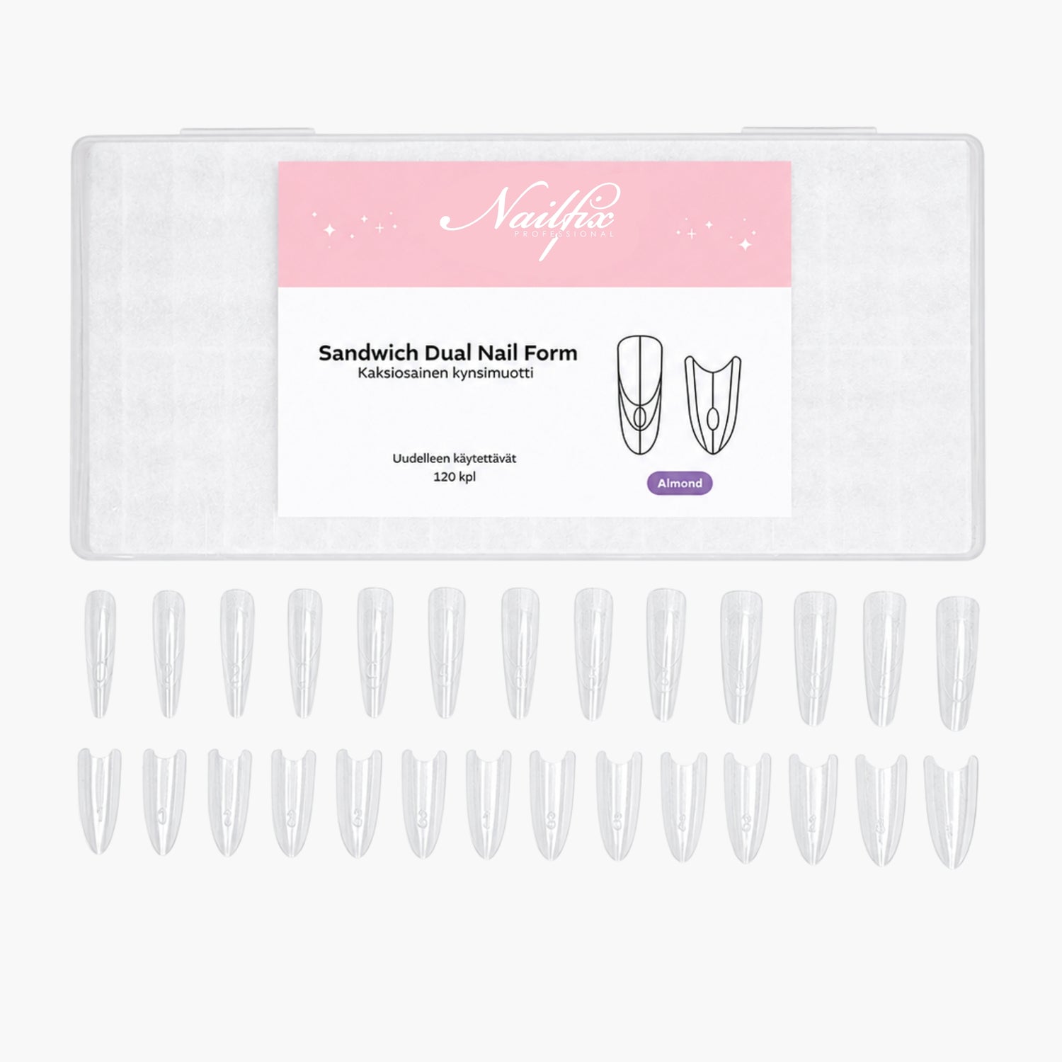 Nailfix Sandwich Dual Nail Form, Almond 120 pcs