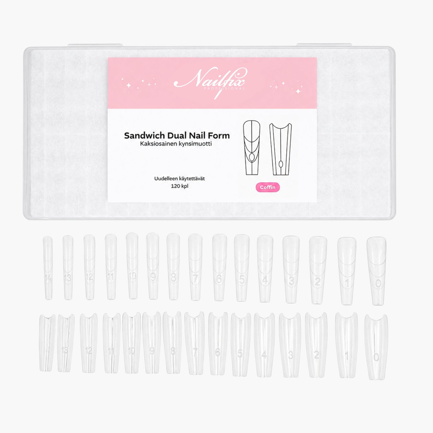 Nailfix Sandwich Dual Nail Form, Coffin 120 pcs