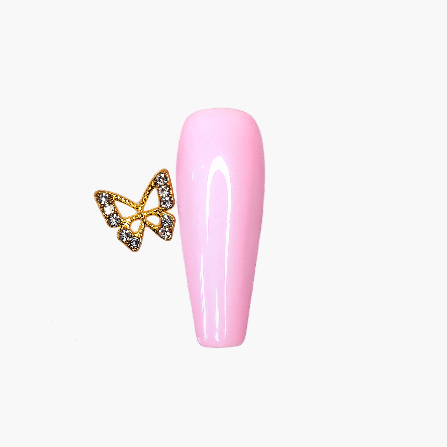 Nail Art Decoration, Butterfly with Crystals Gold 5 pcs