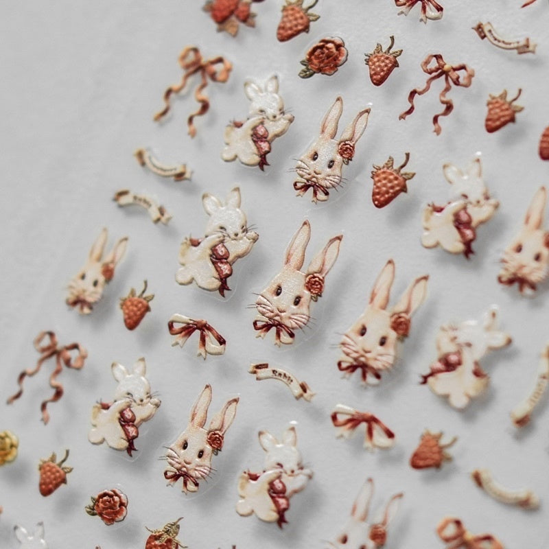 ZHI BAI Nail Stickers, Red Rabbit