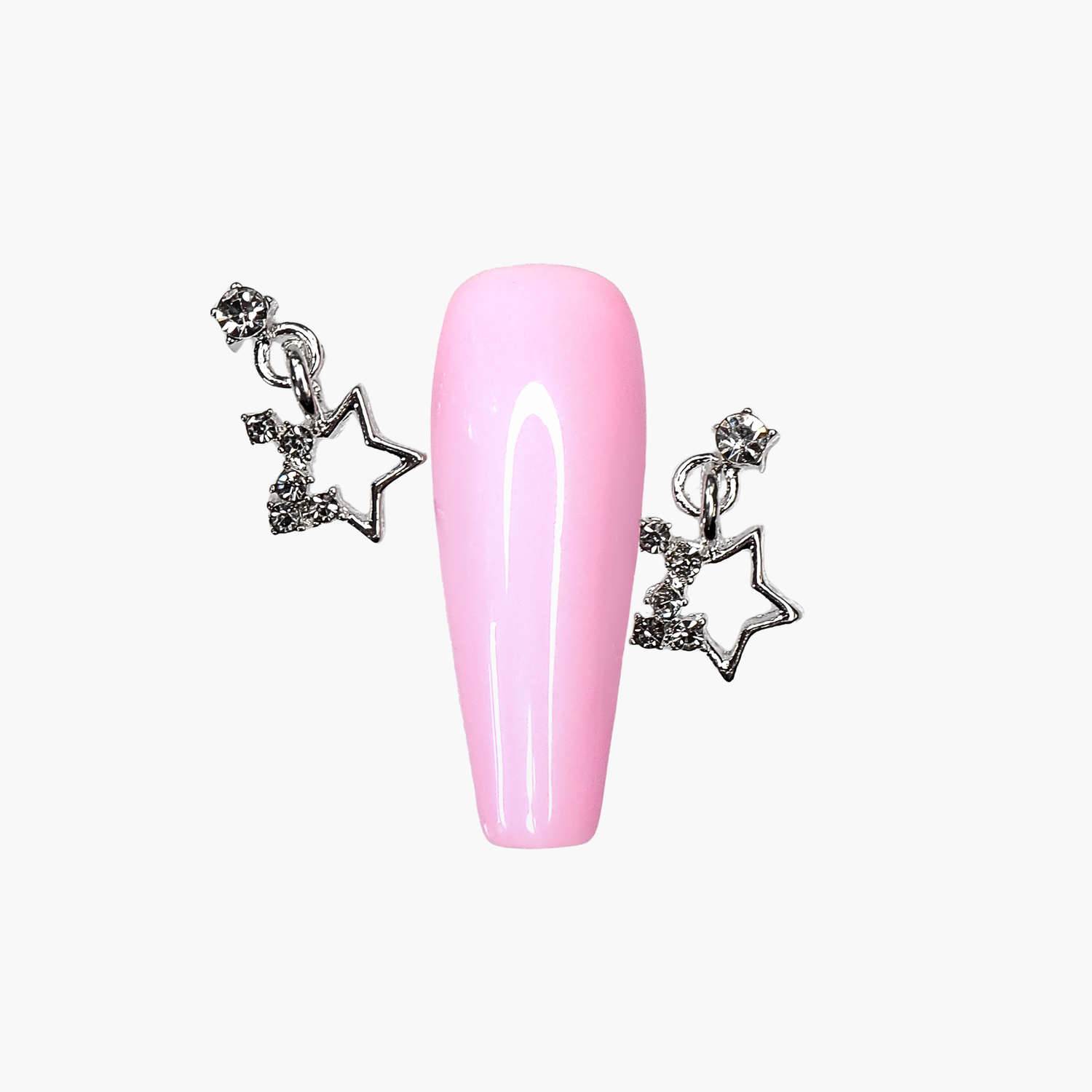 Nail Decoration, Star with Hanging Part Silver 2 pcs