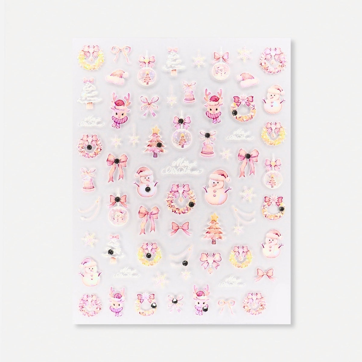 TOMONI Nail stickers, Pink Snowman