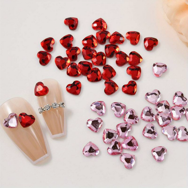 Kynsikoriste, Crystal Hearts Vaaleanpunainen 10 kpl