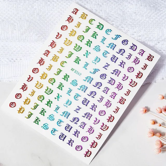 Nail stickers, Letters, Rainbow