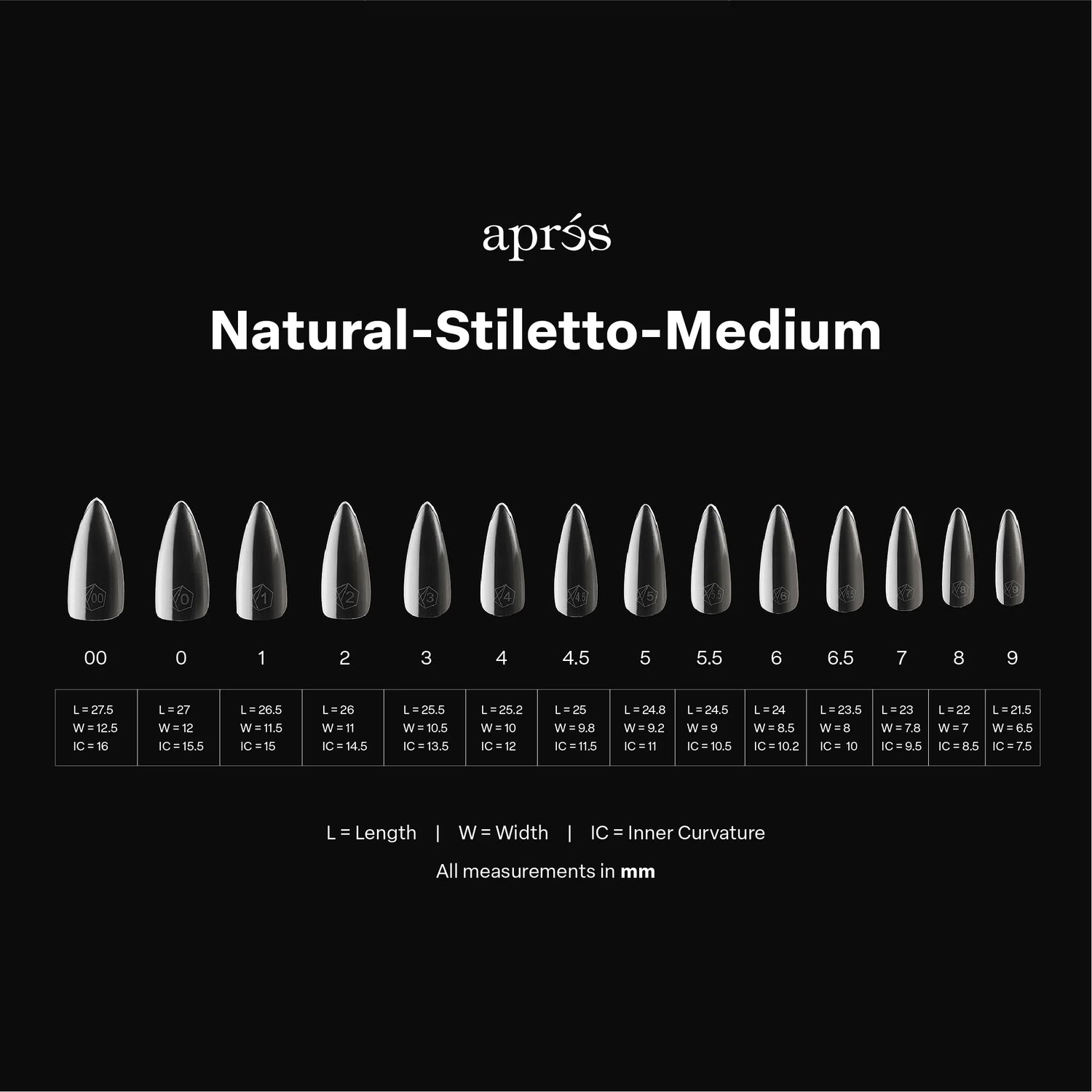 Aprés Gel-X® Kokokynnen Tipit, Natural Stiletto 280 kpl