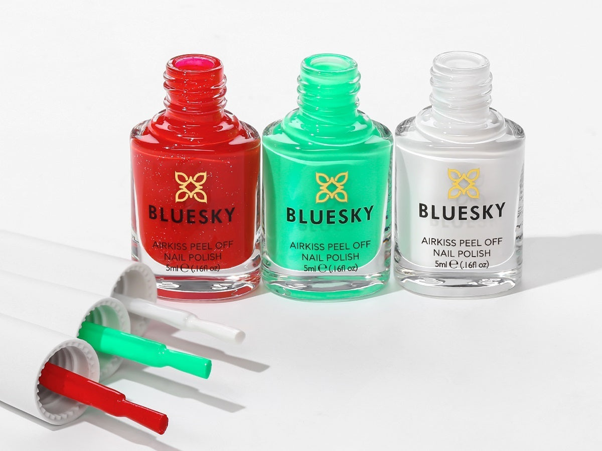 Bluesky Airkiss Peel Off Nail Polish Set, Christmas Candy Cane