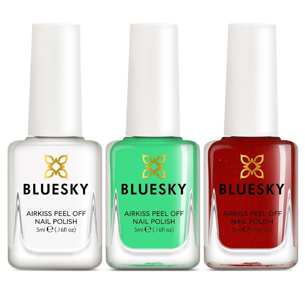 Bluesky Airkiss Peel Off Nail Polish Set, Christmas Candy Cane