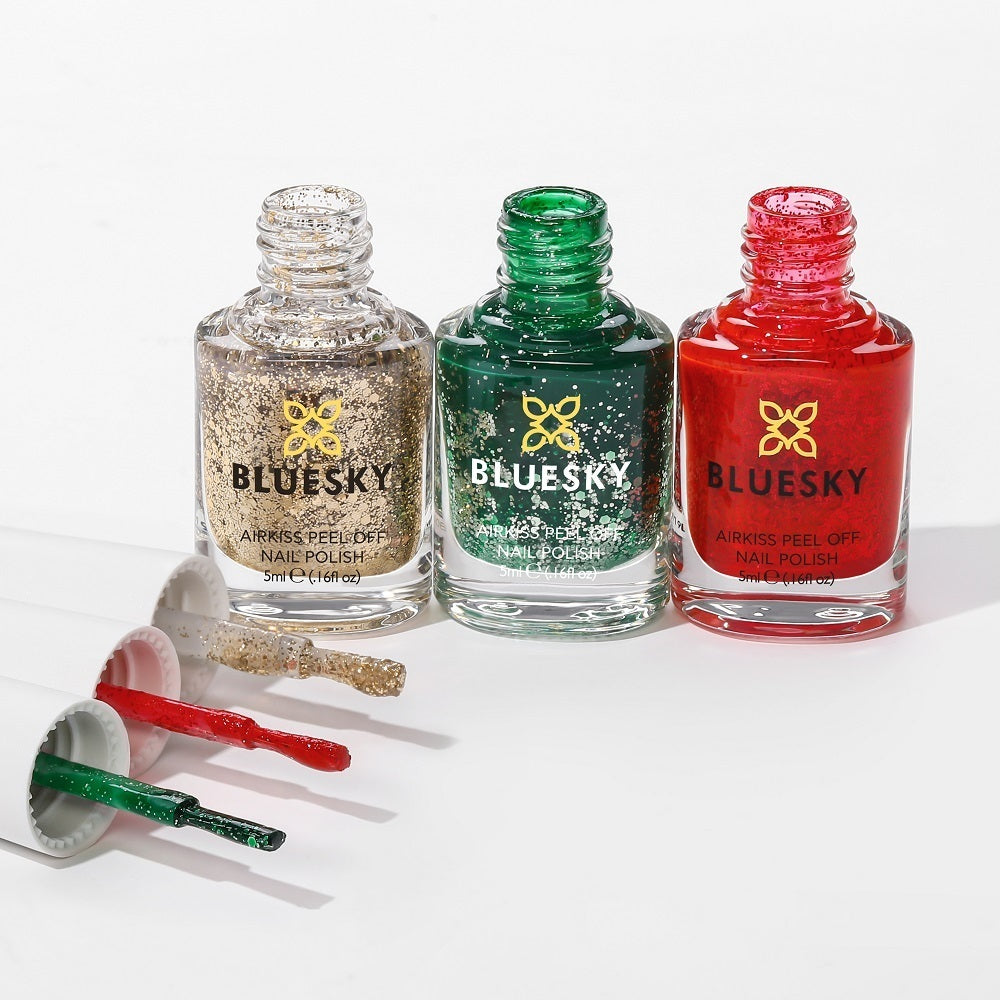 Bluesky Airkiss Peel Off Nail Polish Set, Christmas Glitter