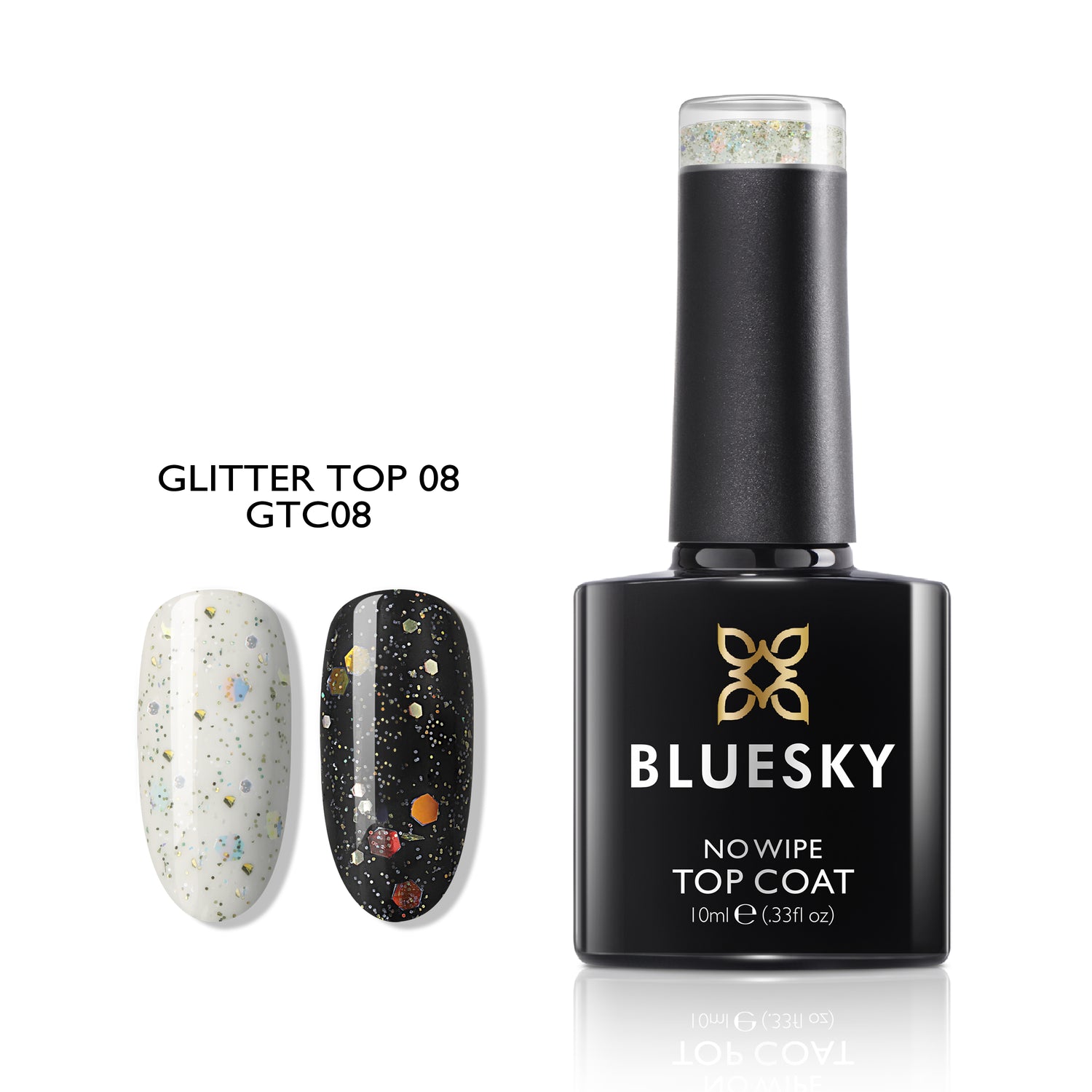 Bluesky No Wipe Glitter Top Coat Geelipäällyslakka GTC08