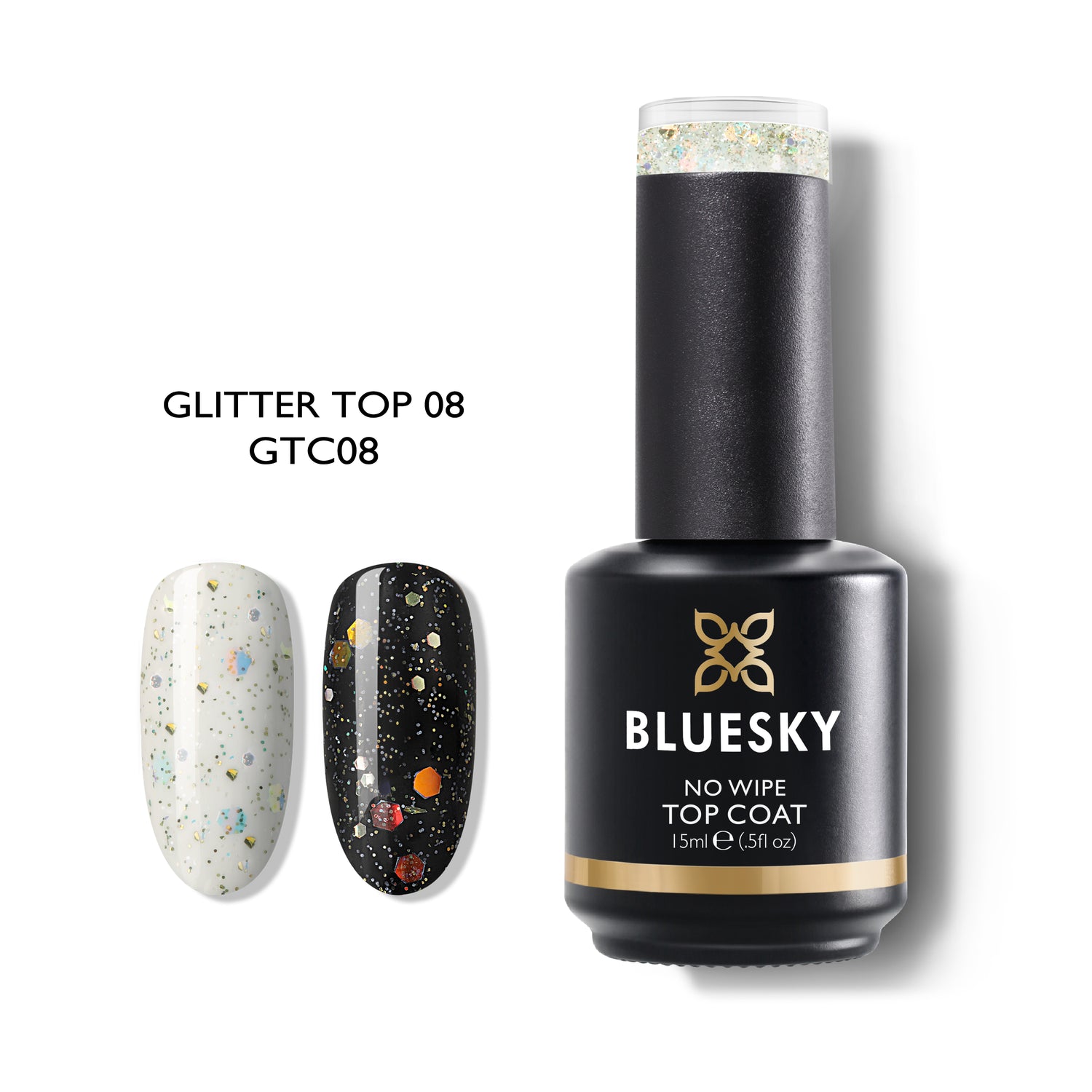 Bluesky No Wipe Glitter Top Coat Geelipäällyslakka GTC08