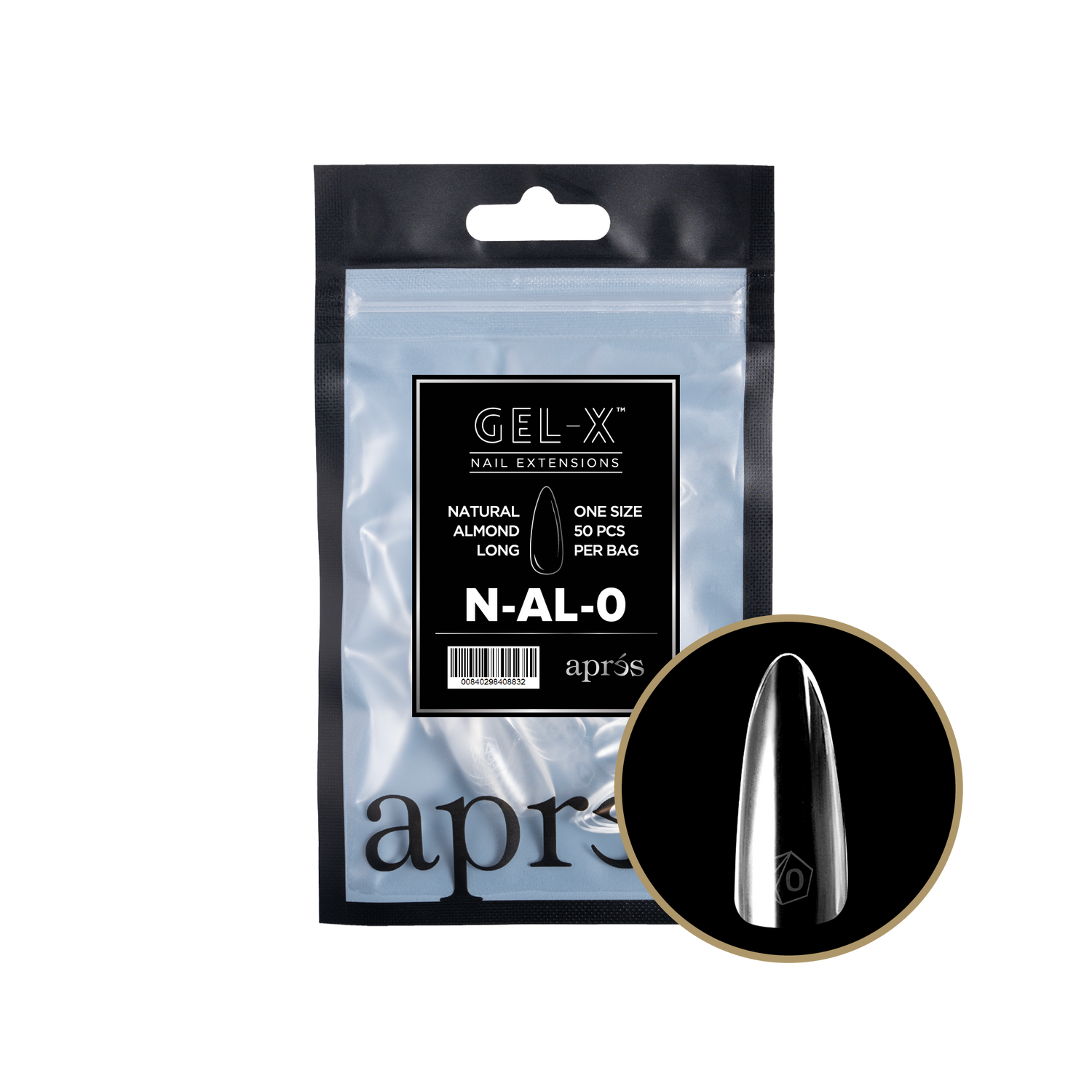 Aprés Gel-X® Kokokynnen Tipit, Täyttöpussi Natural Almond Long