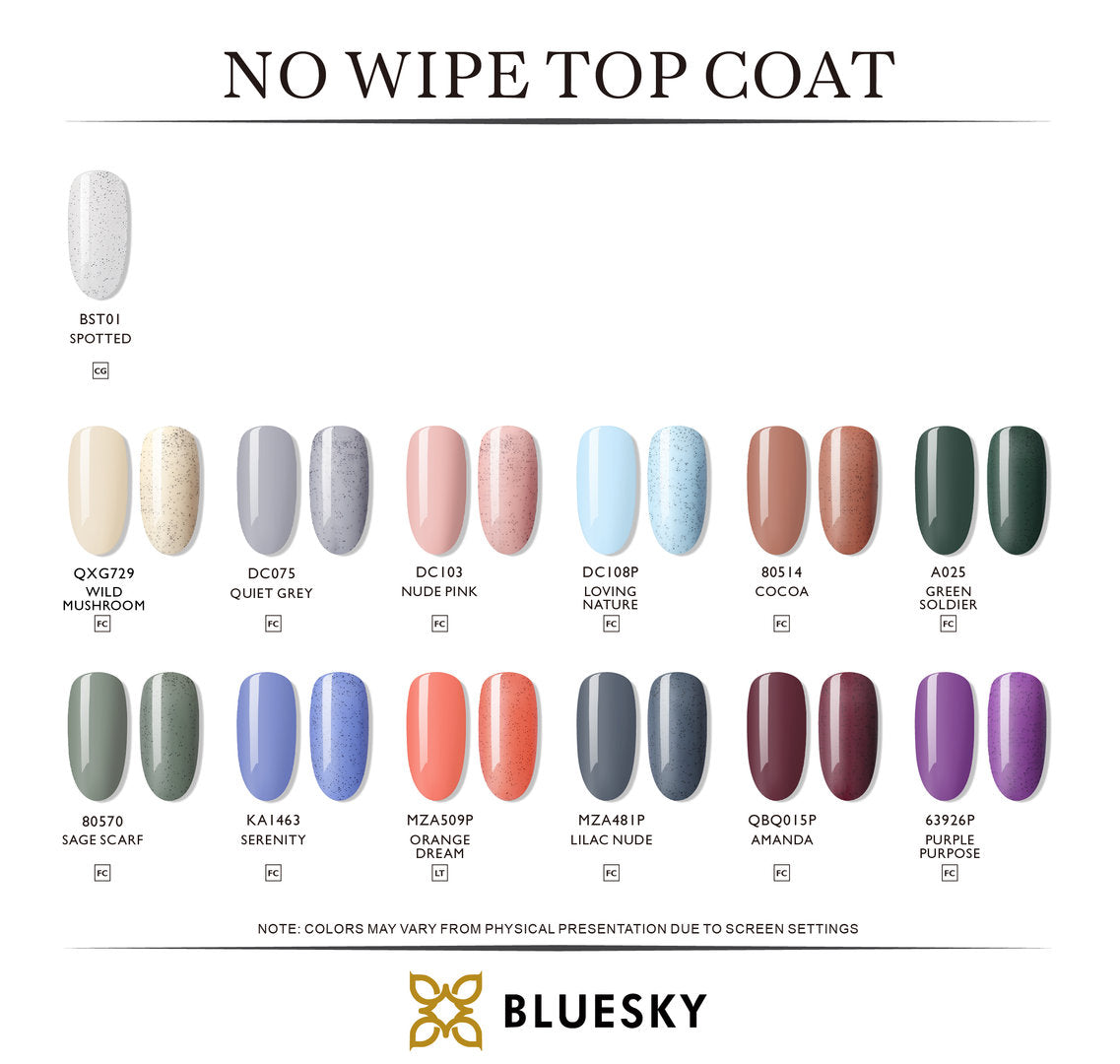 Bluesky No Wipe Glitter Top Coat Geelipäällyslakka, Spotted